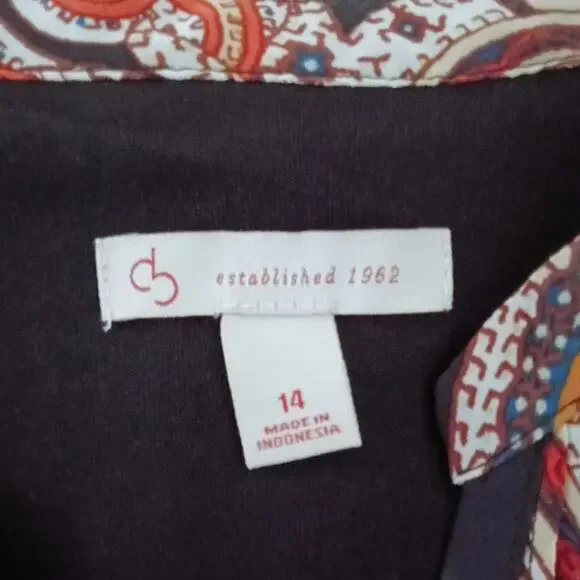 db established 1962 Paisley Tie Waist Pleated Boho Short Sleeve Dress - 14 - Picture 11 of 12